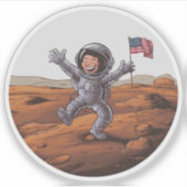 Astronaut auf Mars Aufkleber (Vorderseite)