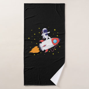 Astronaut auf Rakete Badehandtuch