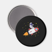 Astronaut auf Rakete Magnet (Vorderseite/Rückseite)