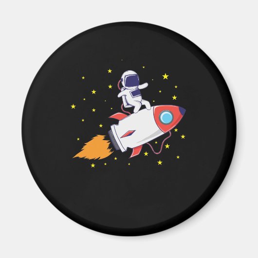 Astronaut auf Rakete Magnet (Vorne)