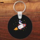 Astronaut auf Rakete Schlüsselanhänger (Vorderseite)
