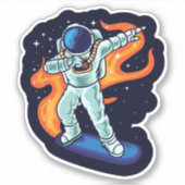 Astronaut auf Skateboard 4" Kiss Cut Vinyl Sticker (Vorderseite)