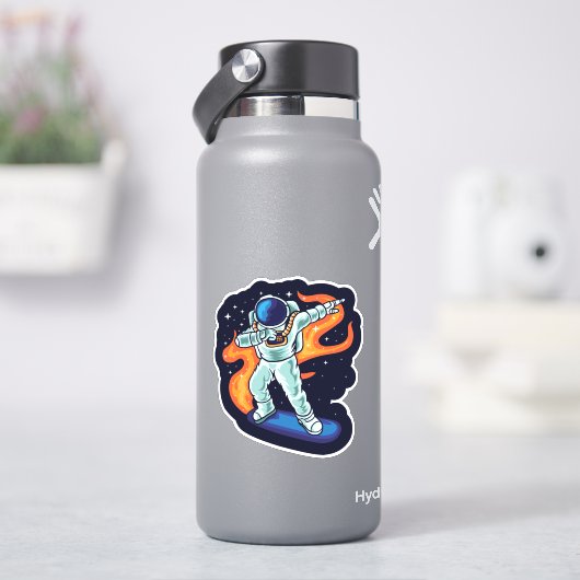 Astronaut auf Skateboard 4" Kiss Cut Vinyl Sticker (HydroFlask)