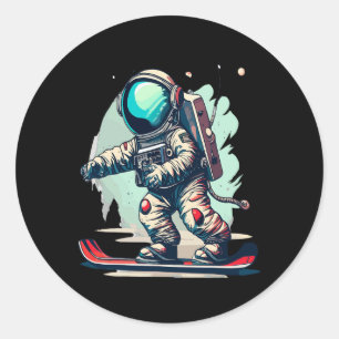 Astronaut auf Snowboard Funny Astronaut Ski On S Runder Aufkleber