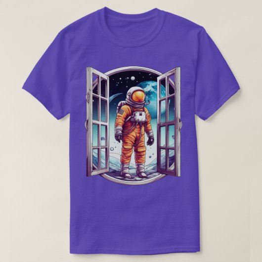 Astronaut außerhalb des Galaxy-Fensters T-Shirt (Design vorne)
