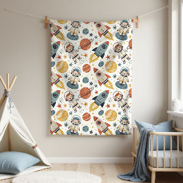 Astronaut Baby Blanket Rocket Gift for Little Boy Fleecedecke