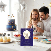 Astronaut Baby Moon First Birthday Navy Stars Einladung