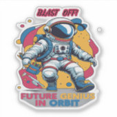 Astronaut Back-to-School "Future Genius in Orbit"  Aufkleber (Vorderseite)