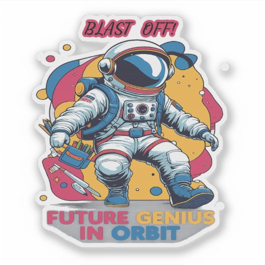 Astronaut Back-to-School "Future Genius in Orbit" Aufkleber (Vorderseite)