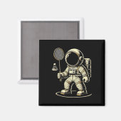 Astronaut Badminton Player Shuttle 2 Magnet (Vorderseite/Rückseite)