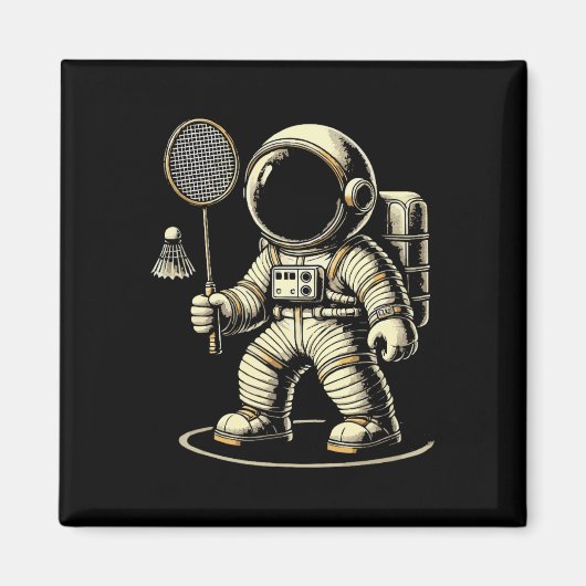 Astronaut Badminton Player Shuttle 2 Magnet (Vorne)