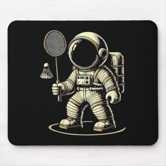 Astronaut Badminton Player Shuttle 2 Mousepad (Vorne)