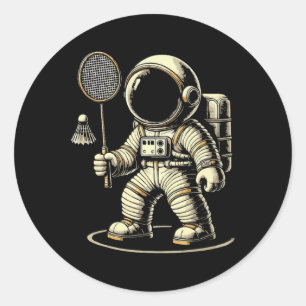 Astronaut Badminton Player Shuttle 2 Runder Aufkleber