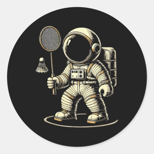 Astronaut Badminton Player Shuttle 2 Runder Aufkleber (Vorderseite)