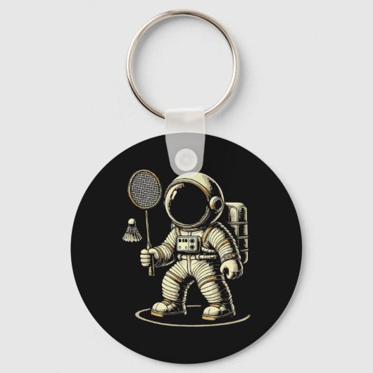 Astronaut Badminton Player Shuttle 2 Schlüsselanhänger (Vorderseite)
