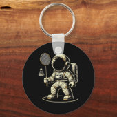 Astronaut Badminton Player Shuttle 2 Schlüsselanhänger (Vorderseite)