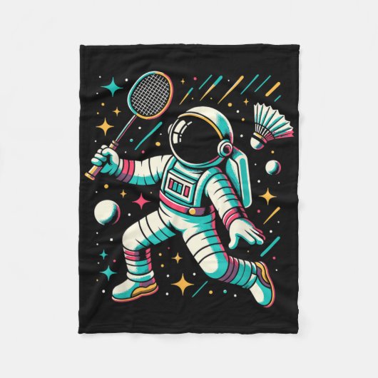 Astronaut Badmintonspieler Shuttle Sport Fleecedecke (Vorderseite)