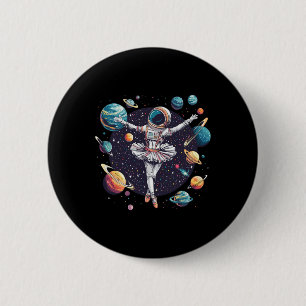 Astronaut Ballerina tanzt auf Raumplaneten Galax Button