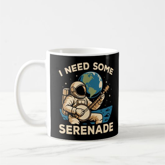 Astronaut Banjo Serenade Kosmischer Sound Kaffeetasse (Links)