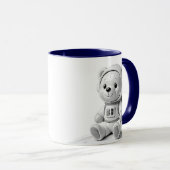 Astronaut Bär Illustration Cute Grau Tasse (VorderseiteRechts)