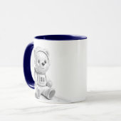 Astronaut Bär Illustration Cute Grau Tasse (Vorderseite Links)
