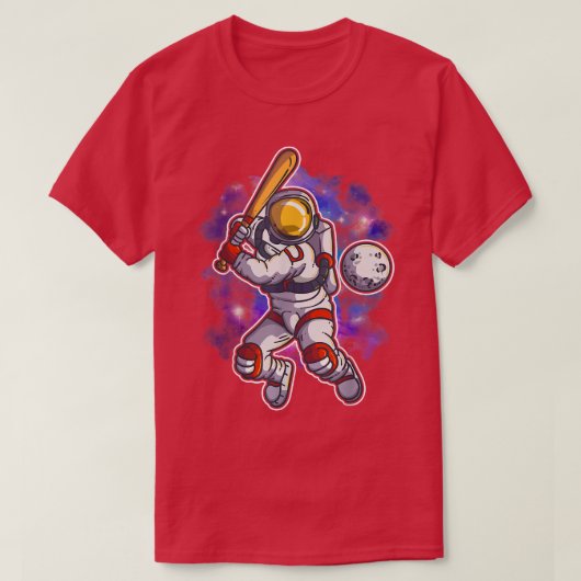 Astronaut Baseball Batch Player Team Weltraum T-Shirt (Design vorne)