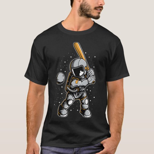 Astronaut Baseball - Funny Outer Space Liebhaber T-Shirt (Vorderseite)