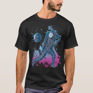 Astronaut Baseball im Weltraum T-Shirt