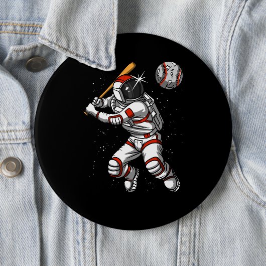 Astronaut Baseball Player Cosmic Planet Button (Beispiel)