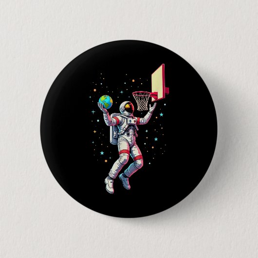 Astronaut Basketball-Planeten Weltraum _ Button (Vorderseite)