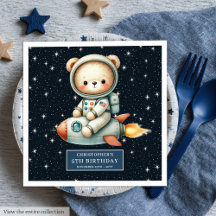Astronaut Bear Napkins für Little Boy Birthday