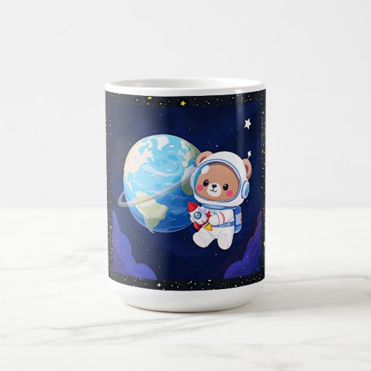Astronaut Bear Orbiting Earth Kaffeetasse (Mittel)