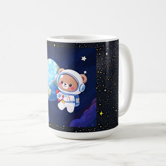 Astronaut Bear Orbiting Earth Kaffeetasse (VorderseiteRechts)
