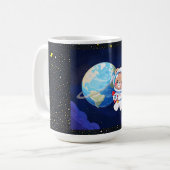 Astronaut Bear Orbiting Earth Kaffeetasse (Vorderseite Links)