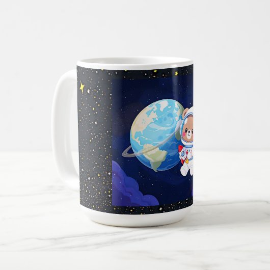 Astronaut Bear Orbiting Earth Kaffeetasse (Vorderseite Links)