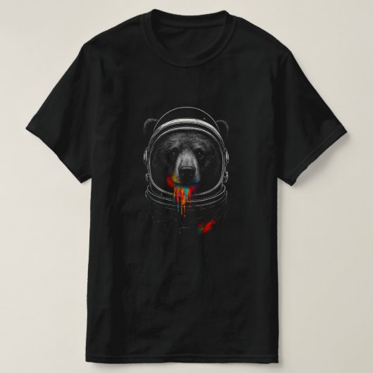 Astronaut Bear with Neon Paint Drips – Cosmic Anim T-Shirt (Design vorne)