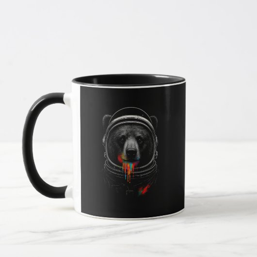 Astronaut Bear with Neon Paint Drips Cosmic Animal Tasse (Links)
