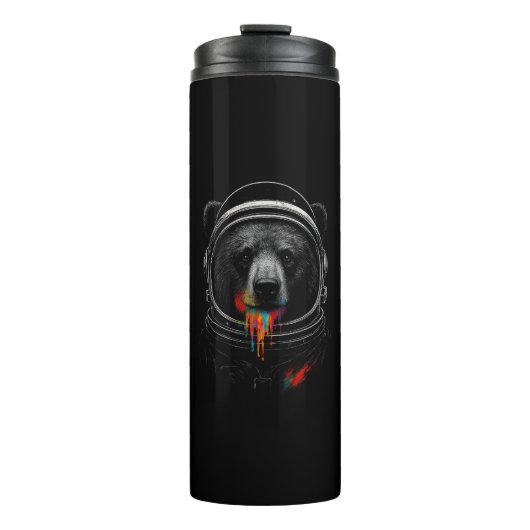 Astronaut Bear with Neon Paint Drips Cosmic Animal Thermosbecher (Vorderseite)