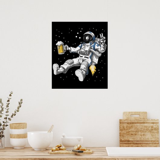 Astronaut Beer Party Poster (Küche)