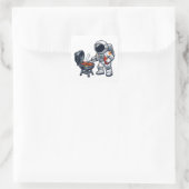 Astronaut beim Grillen Quadratischer Aufkleber (Tasche)