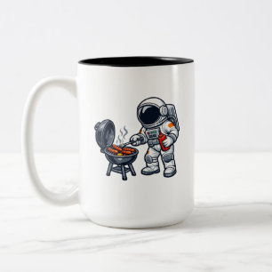 Astronaut beim Grillen Zweifarbige Tasse