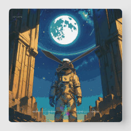 Astronaut Beneath the Celestial Gate Quadratische Wanduhr