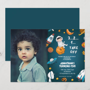 Astronaut benutzerdefiniertes Foto Weltraum Planet Einladung