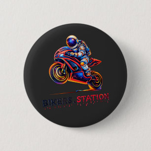 Astronaut Biker Button