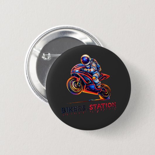 Astronaut Biker Button (Vorne & Hinten)