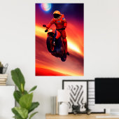 Astronaut Biker in Space Graphic Sci-Fi Art Poster (Heimbüro)
