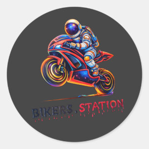 Astronaut Biker  Runder Aufkleber
