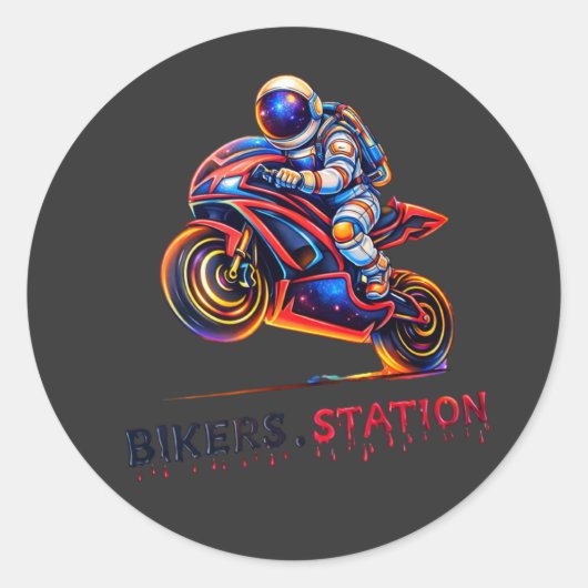 Astronaut Biker  Runder Aufkleber (Vorderseite)
