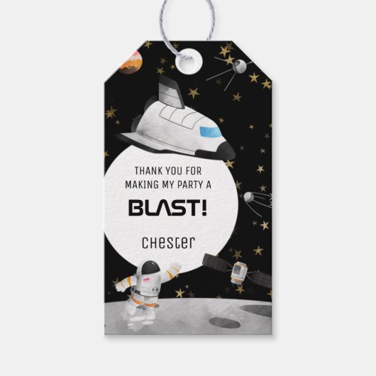 Astronaut Birthday Outer Space Gefallen Geschenkanhänger (Vorderseite)