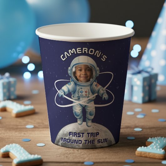 Astronaut Birthday Party 1st Trip Around the Sun Pappbecher